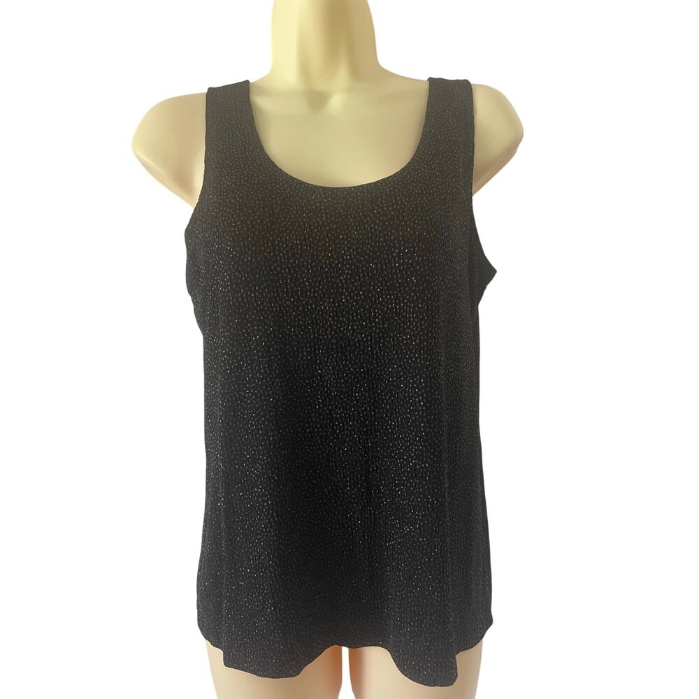 Chico’s Travelers Sparkly Black Tank Top Size 8 Vintage Y2K Holiday Party